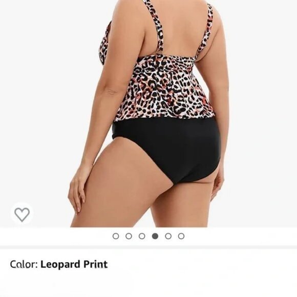 Weinicoco Plus Size Tankini Leopard Print one-Piece Swimsuit Sz. 5X NWT - Picture 2 of 13
